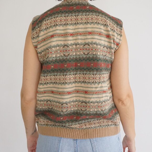 Vintage Woolrich Fair Isle Knit Sweater Vest Cabincore Cottagecore M - Picture 2 of 8